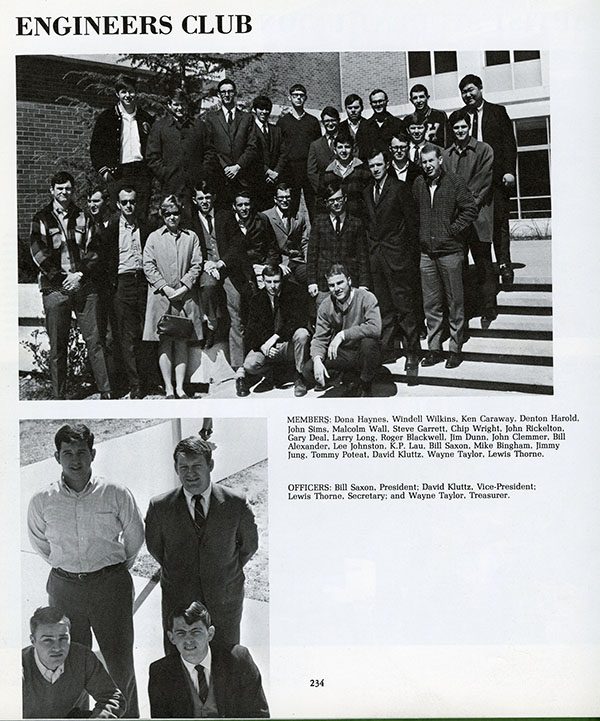 Engineers Club photo from yearbook