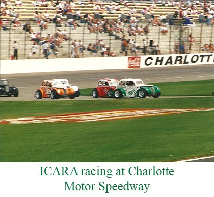 Cars racing in ICARA competition at Charlotte Motor Speedway