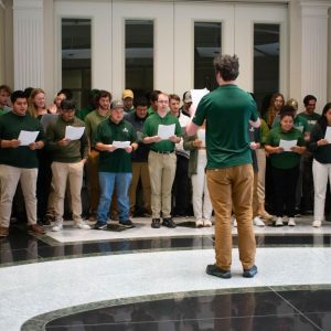 Sophomore design (CEGR 2154) for civil engineers performed two songs in German and Japanese at their second-ever concert.