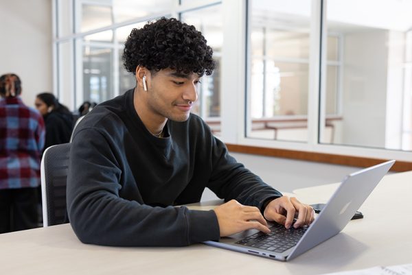 Student working on computer