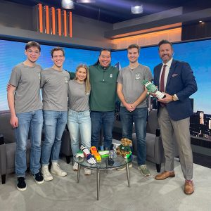 Left to right: Aidan Restelli, Ryan Kistemaker, Rebecca Wicklin, Dr. Richard Chi, Jason Bird, Jason Harper of Queen City News